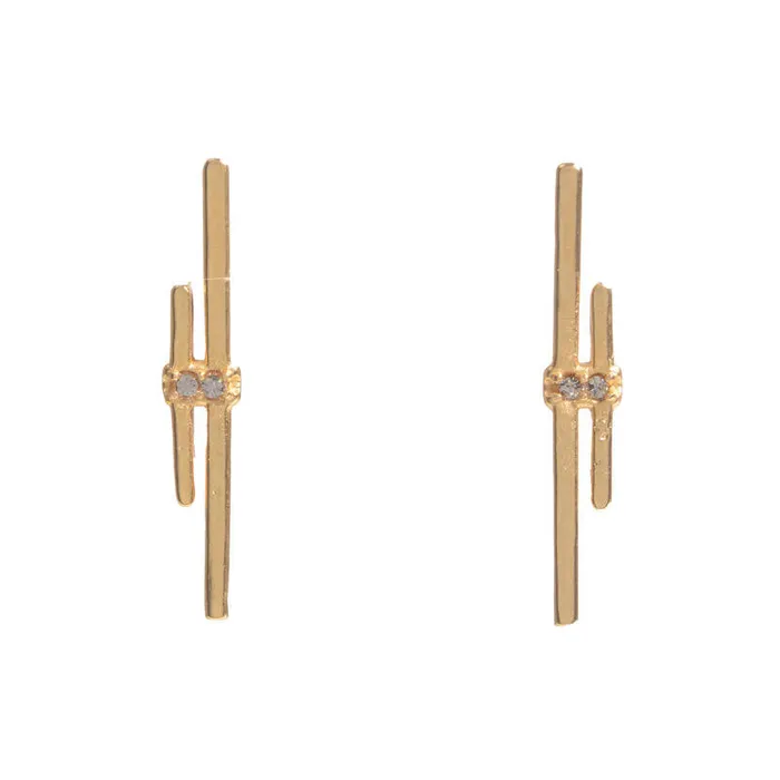 Earrings Rebel Designs Inc HiLo Post Earrings in Gold Finish
