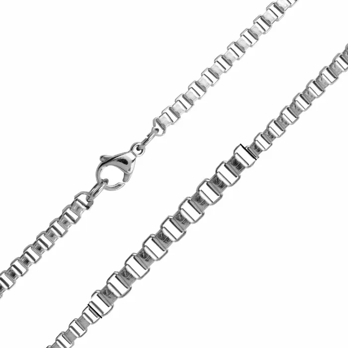 INOX JEWELRY Necklaces Silver Tone Stainless Steel 4 mm Venetian Box Chain