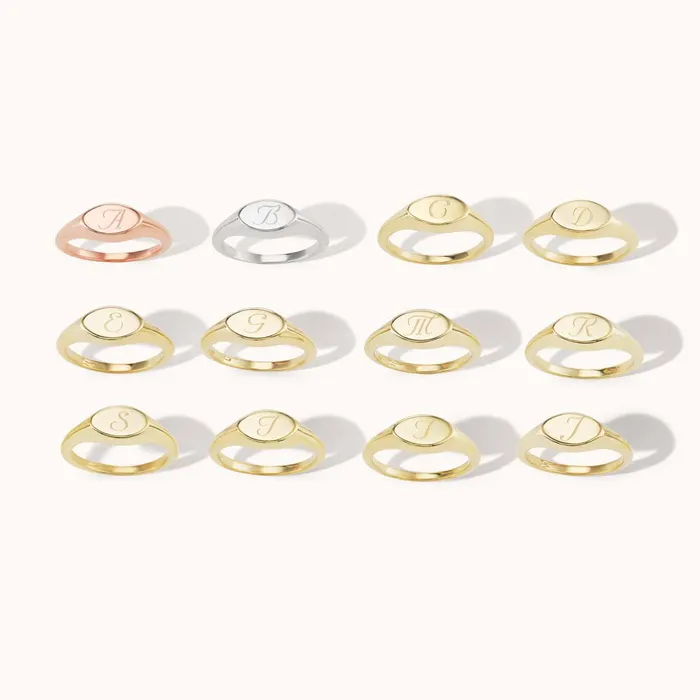 Marlo Laz Engravable Signet Ring Yellow Gold Rings