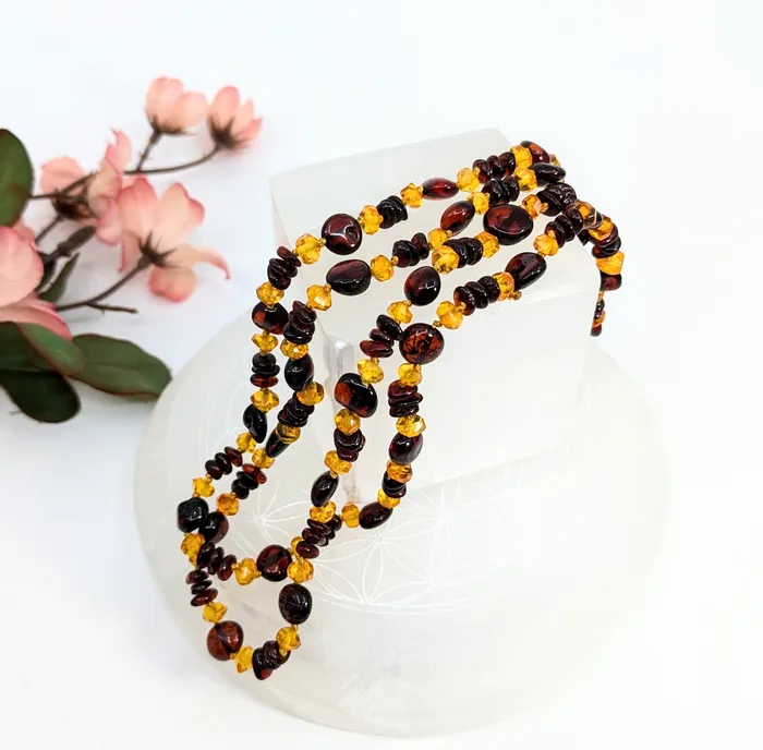Necklaces Bliss Crystals Amber 28 Round Bead Necklace LV7233