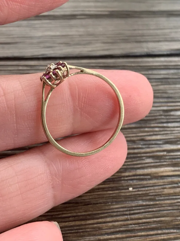 Ruby Diamond Flower Ring 10k Gold Vintage Love Vintage Paris Rings