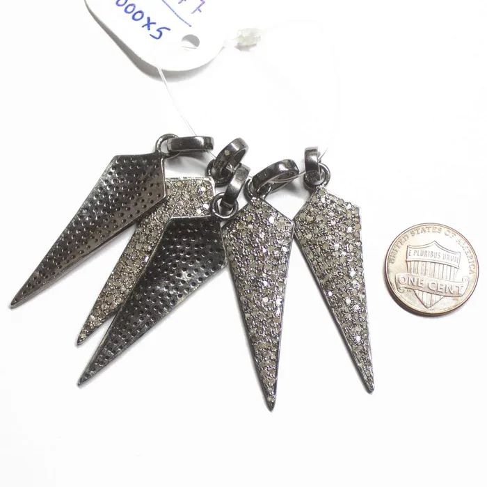 1pc Pave Diamond Designer Arrowhead Charm 925 Sterling Silver Gold Vermeil Charm Pendant 46mmx15mm Beads Supplies USA Charm Necklaces
