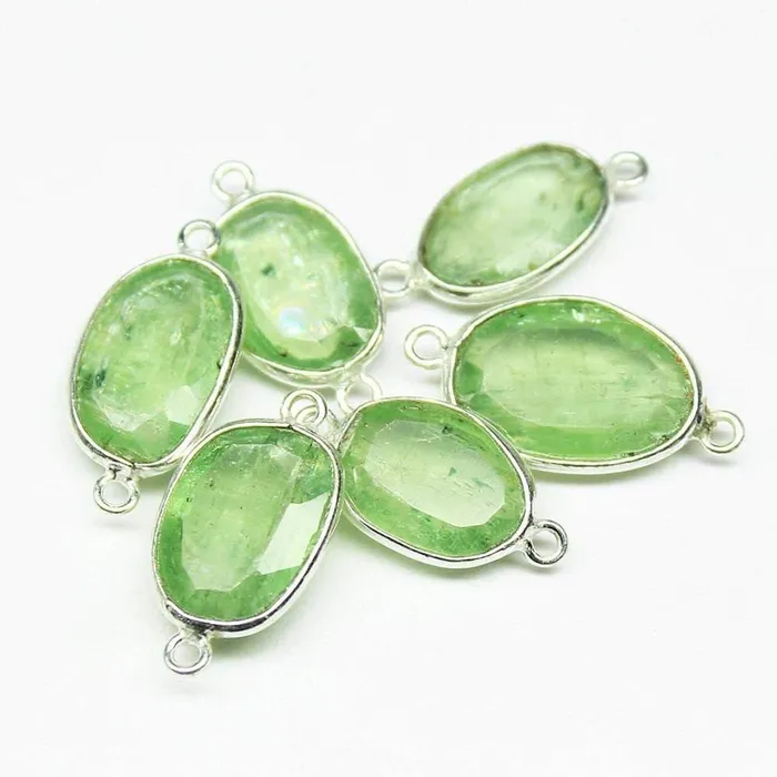 Beads Supplies USA Rings 5pc 16mm Green Royal Kyanite Oval Briolette 925 Sterling Silver Connector Kyanite Connector