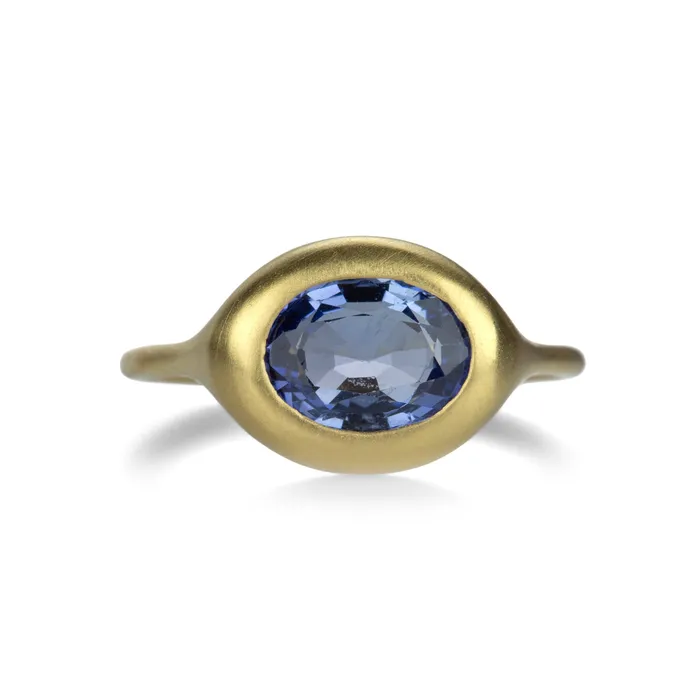 Diana Mitchell Rings Oval Carved Blue Sapphire Ring Diana Mitchell Rings Oval Carved Blue Sapphire Ring