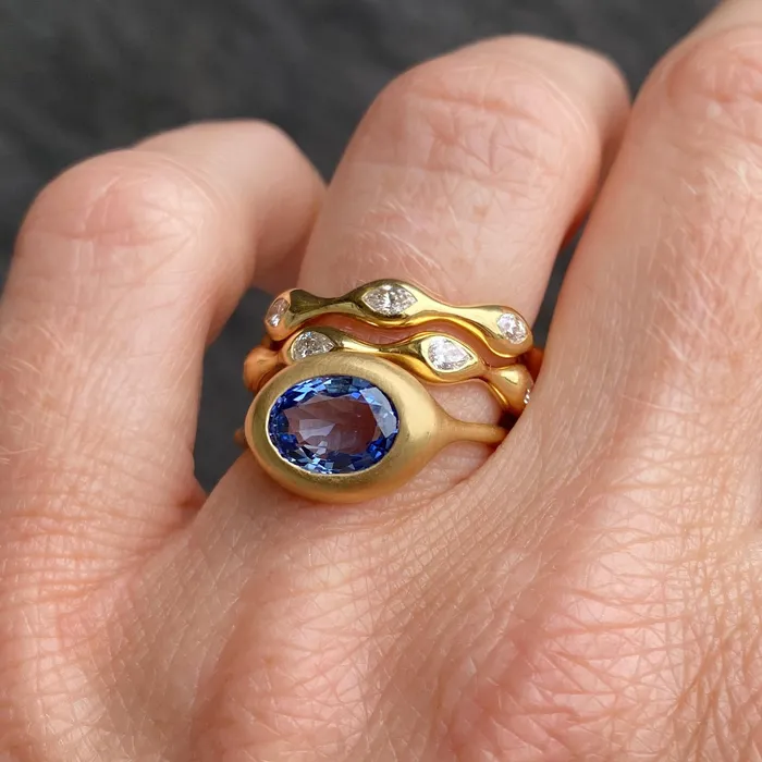 Diana Mitchell Rings Oval Carved Blue Sapphire Ring Diana Mitchell Rings Oval Carved Blue Sapphire Ring