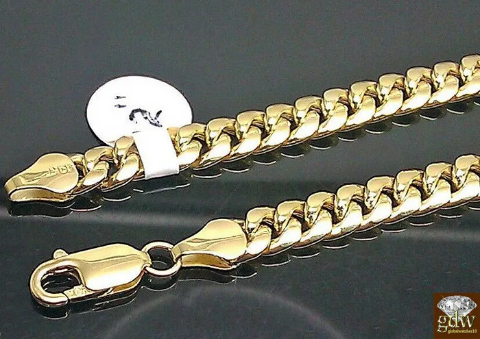 Gold and Diamond 10k Gold THICK Miami Cuban Chain 30inch 8mm Real 10k Genuine Gold Cuban PreStyled Sets