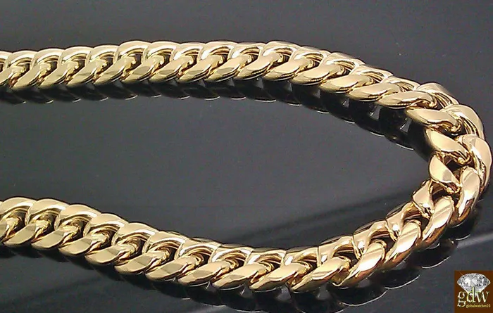 Gold and Diamond 10k Gold THICK Miami Cuban Chain 30inch 8mm Real 10k Genuine Gold Cuban PreStyled Sets