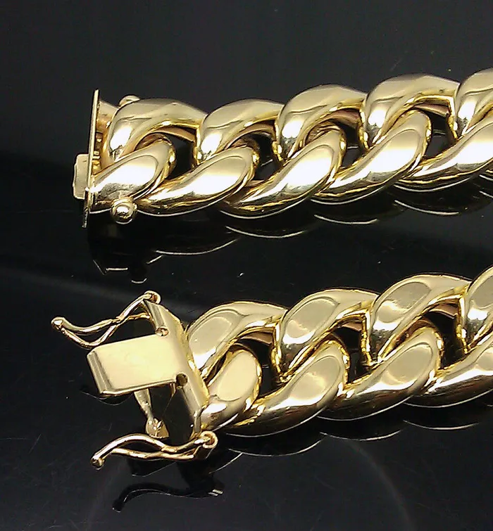 Gold and Diamond Bracelets Real 10k Yellow Gold Men 11mm Miami Cuban Bracelet Box Lock 9