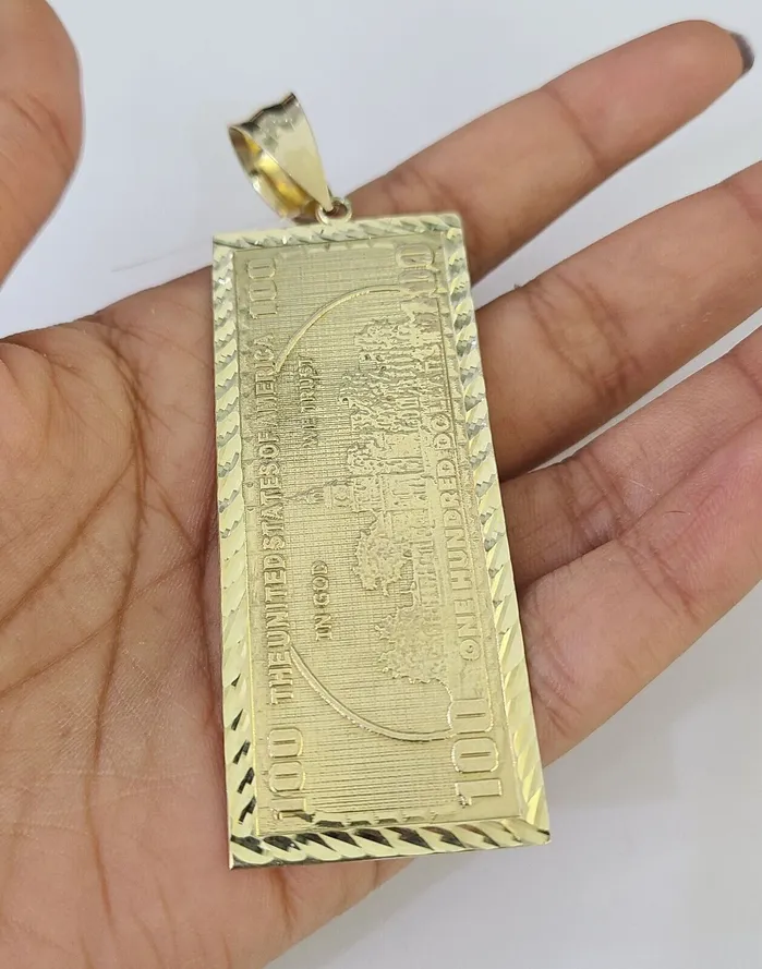 Gold and Diamond Necklaces 10K Franco Chain 100 Money Dollar Pendant Charm Necklace 2026 5mm Gold SET