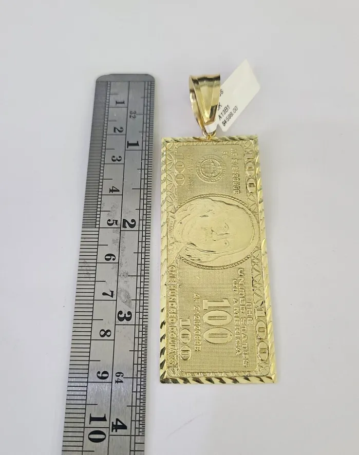 Gold and Diamond Necklaces 10K Franco Chain 100 Money Dollar Pendant Charm Necklace 2026 5mm Gold SET