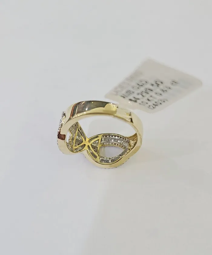 Gold and Diamond Rings Real 10k Yellow Gold Diamond Ladies Ring Women Casual Engagement Wedding
