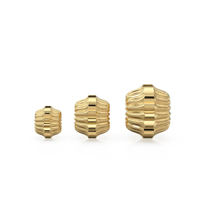 Jalvi Co PreStyled Sets Lotus Flower 18k Solid Gold Spacer Beads 14k Jewelry Making Corrugated Supplies Fluted Ribbed Handmade Gold Wheel Tyre Findings