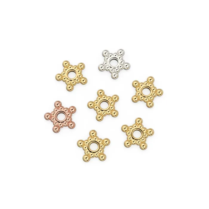 Jalvi Co PreStyled Sets Tiny 2pc 18k Solid Yellow Gold 4mm Fancy Spacer Beads 1mm Hole Jewelry Making Handmade Finding
