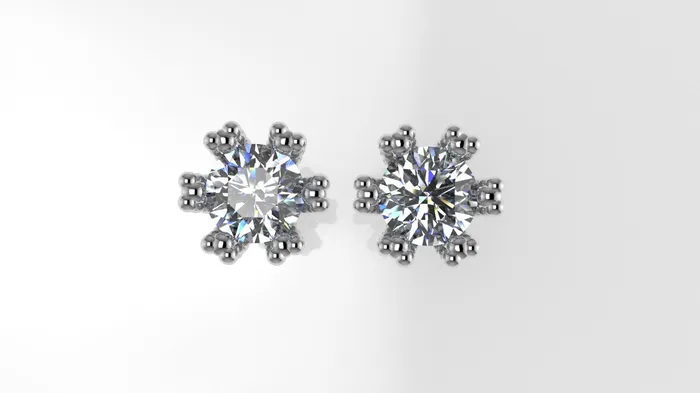 Jcm 21 jewelry Earrings 14k Earrings with 2 DIAMONDS VS1 STT Prong with FILIGREE Push Back