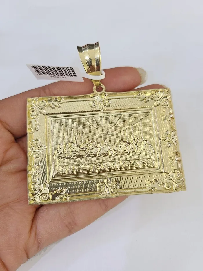 Necklaces Globalwatches10 Real 10k Solid Rope Chain Last Supper Charm Set 6mm 2030 Inch Necklace Gold