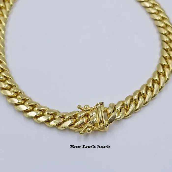 Necklaces Gold and Diamond SOLID 10k Yellow Gold Miami Cuban Necklace Box Lock 6mm 7mm 22 24 HEAVY