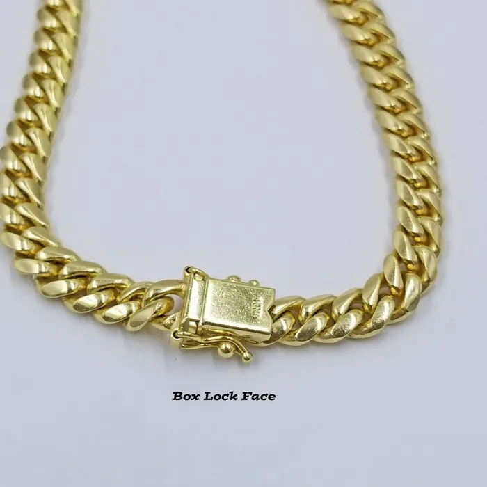 Necklaces Gold and Diamond SOLID 10k Yellow Gold Miami Cuban Necklace Box Lock 6mm 7mm 22 24 HEAVY