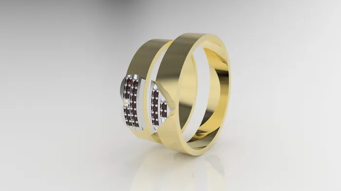 Rings JCM DESIGN JEWELRY 14K Engagement Rings with 20 RUBY 1mm each split heart shape bands for men and women