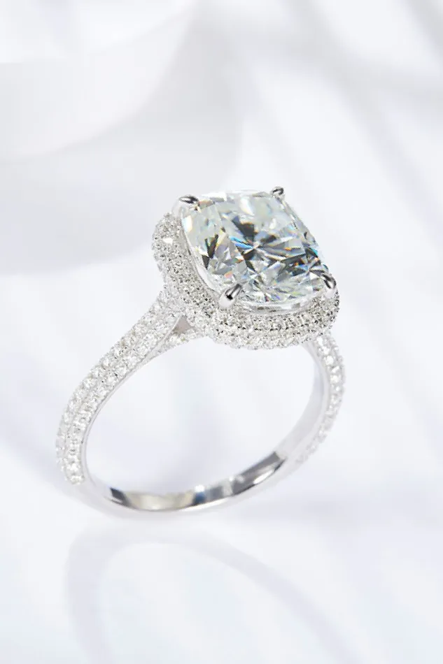 Rings Trendsi 6 Carat Moissanite Halo Ring