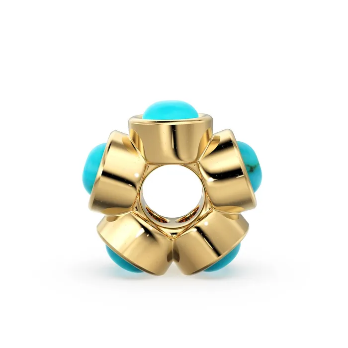 Sleeping Beauty Turquoise Solid Gold Bead Spacer Finding Designer 14k Turquoise Spacer Gold Finding Solid Gold Bead 6mm Jalvi Co PreStyled Sets