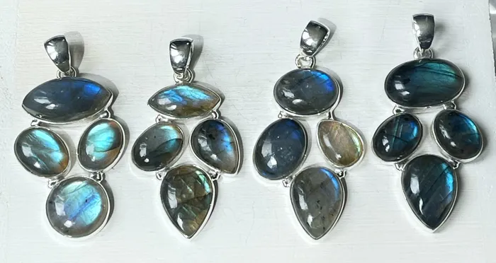 Sophiareneboutiquecom Necklaces STERLING SILVER BOLD LABRADORITE PENDANT NECKLACE