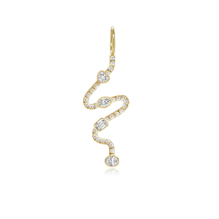 Alev Jewelry Wiggly Pave Multi Solitaire Diamonds Charm Charm Necklaces