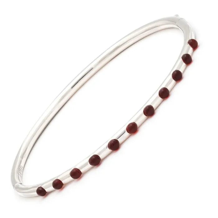 Bracelets Elisa Ilana Stainless Steel w Red Agate Bangle