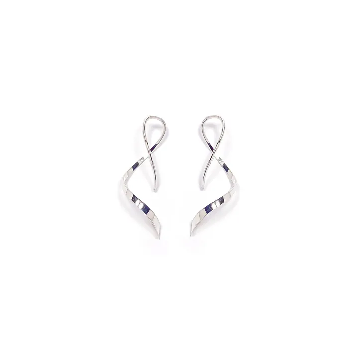 Earrings Hoops By Hand Mini Spiral Earrings Solid 14K White Gold