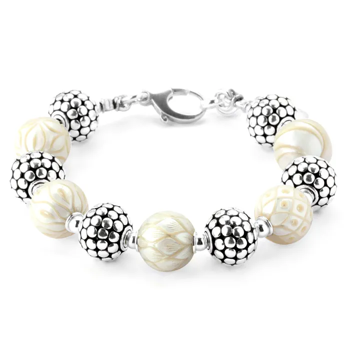 Elisa Ilana Bracelets 14mm Carved Pearl Bracelet346328