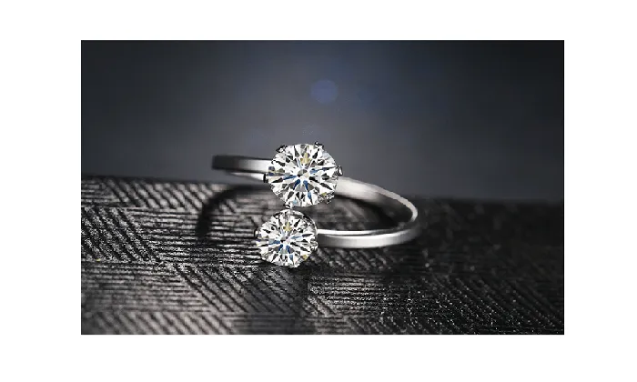 Rings Sparkling Selection Double Cubic Zirconia Stainless Steel Ring For Women 78