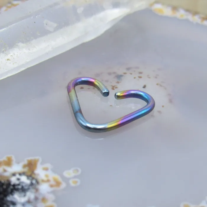 Siren Body Jewelry Earrings 16g Heart cartilage earring niobium rainbow hoop 38 cartilage daith anodized ear piercing jewelry earring