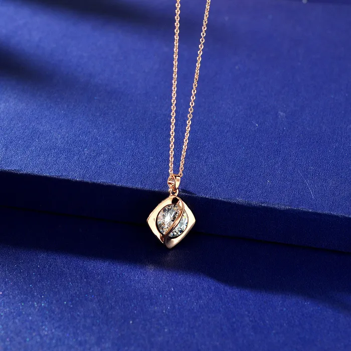 sparklingselections Necklaces White Cubic Zircon Square Pendant Necklace for Women