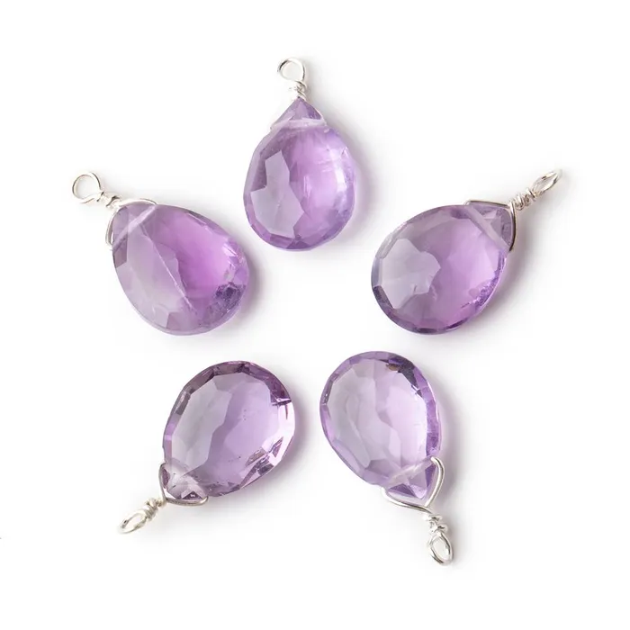12x9mm Silver Wire Wrapped Pink Amethyst Faceted Pear 1 Focal Pendant Beadsofcambaycom Necklaces