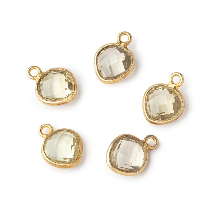 Beadsofcambaycom Necklaces 9x9mm Vermeil Bezeled Lemon Quartz Faceted Heart Pendant 1 Focal Piece