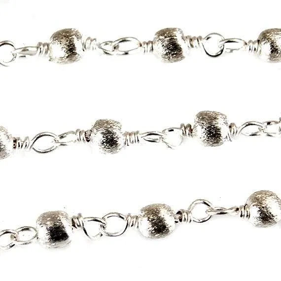 Beadsofcambaycom Rings 3mm Silver plated Brushed Round Silver plated Chain by the foot
