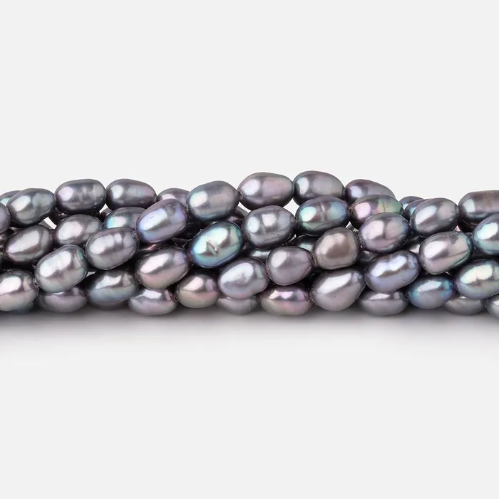 Beadsofcambaycom Rings 56mm Violet Silver Straight Drill Oval Freshwater Pearls 16 inch 72 Beads