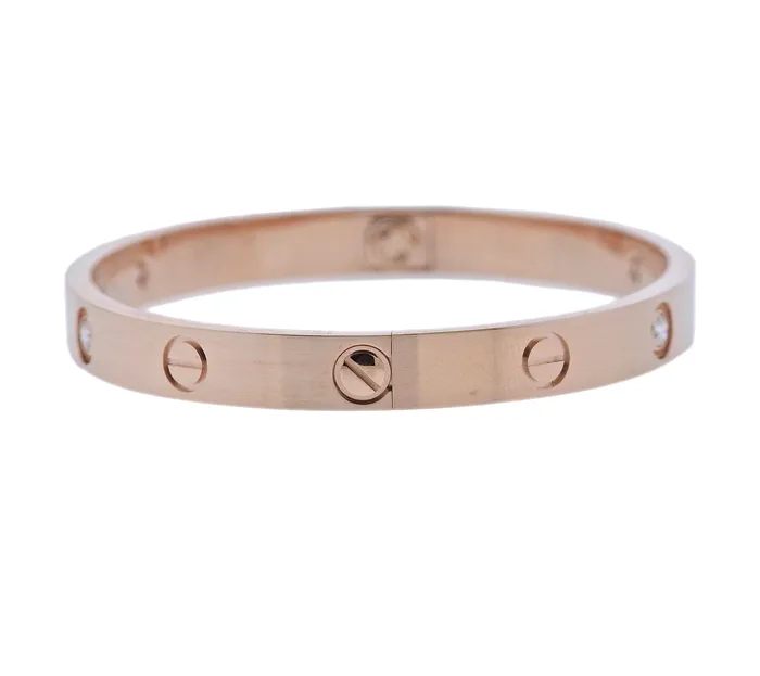 Bracelets Cartier Love Rose Gold Diamond Bracelet Size 17 Cartier