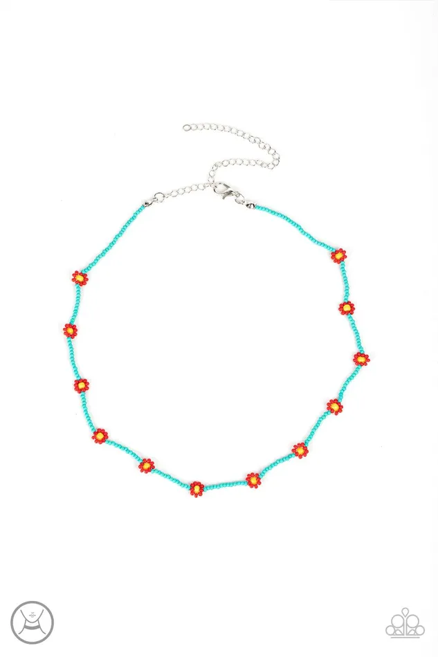 Colorfully Flower Child Blue Necklace Jewelry by Bretta Paparazzi Accessories Necklaces
