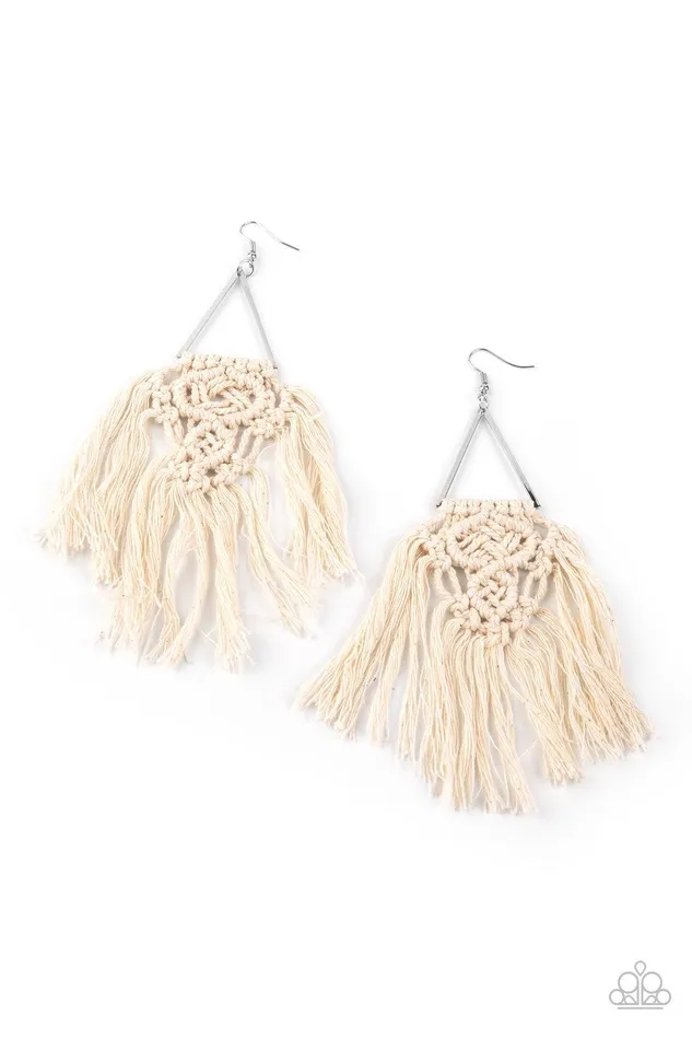 Earrings Paparazzi Accessories Modern Day Macrame White Earrings Jewelry by Bretta