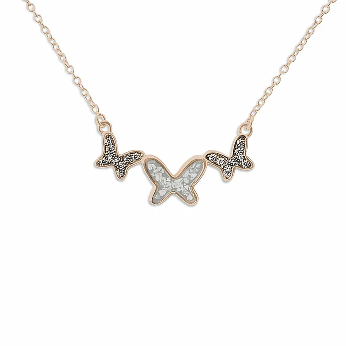 EverWith Ladies Butterflies Memorial Ashes Necklace with Fine Crystals EverWith Necklaces