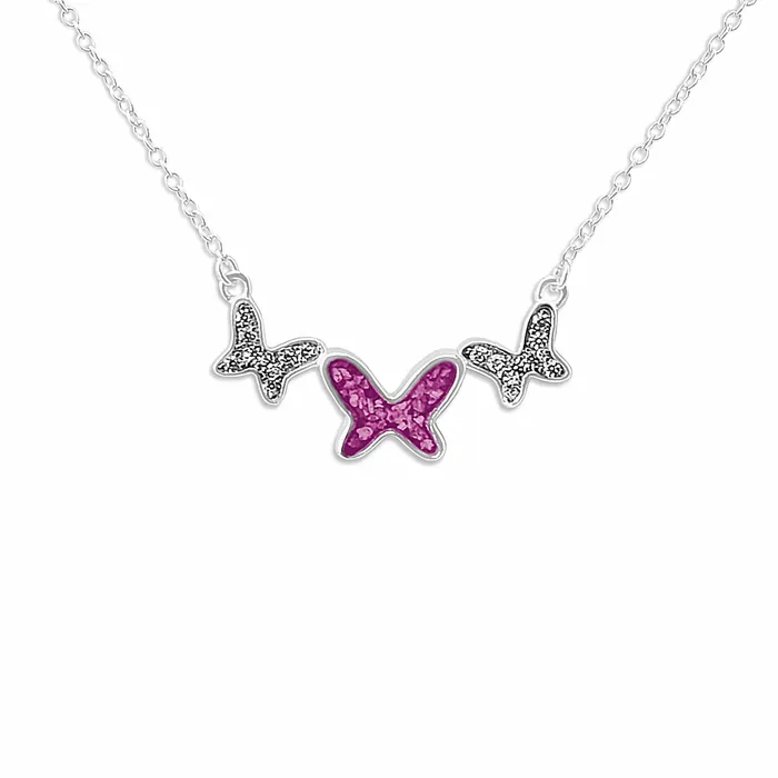 EverWith Ladies Butterflies Memorial Ashes Necklace with Fine Crystals EverWith Necklaces