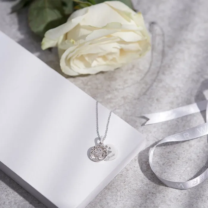 EverWith Necklaces EverWith Engraved Small Tree of Life Pawprint Memorial Pendant with Fine Crystal