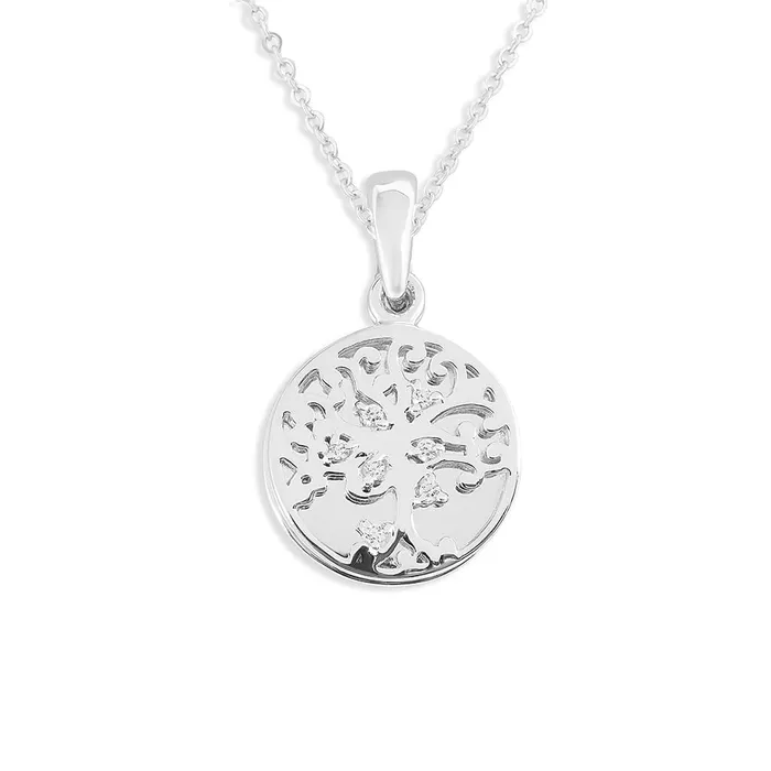 EverWith Necklaces EverWith Engraved Small Tree of Life Pawprint Memorial Pendant with Fine Crystal
