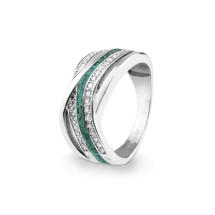 EverWith Rings EverWith Ladies Waves Memorial Ashes Ring with Fine Crystals