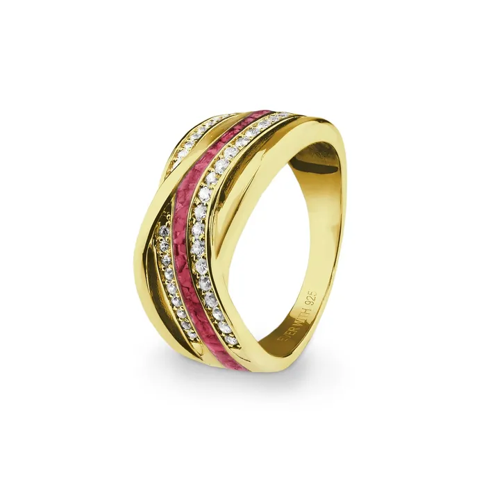 EverWith Rings EverWith Ladies Waves Memorial Ashes Ring with Fine Crystals