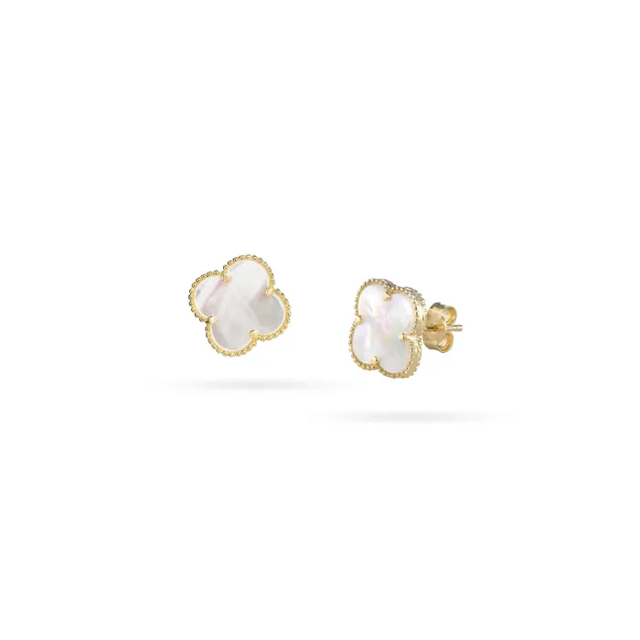 Golden earrings with clovers and shiny motherofpearl Senso Gold Bright Senso Gold Earrings