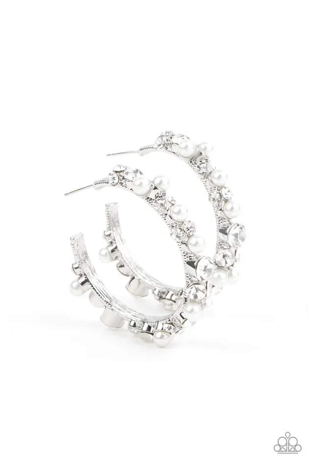 Let There Be SOCIALITE White Earrings Jewelry by Bretta Paparazzi Accessories Earrings