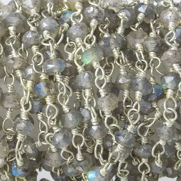 Mystic Labradorite Silver plated Wire Wrapped Chain Beadsofcambaycom Necklaces