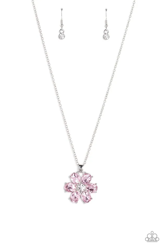 Necklaces Fancy Flower Girl Pink Flower Necklace Jewelry by Bretta Paparazzi Accessories