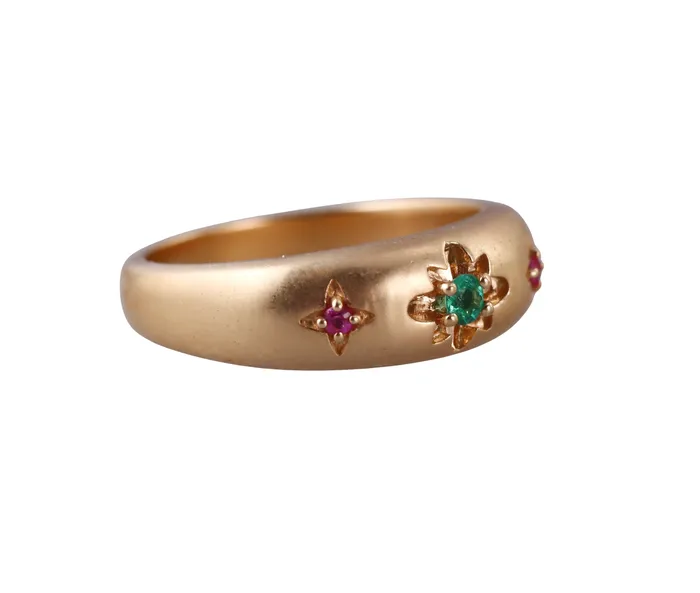 Orly Marcel Gold Emerald Ruby Lotus Gypsy Ring Orly Marcel Rings
